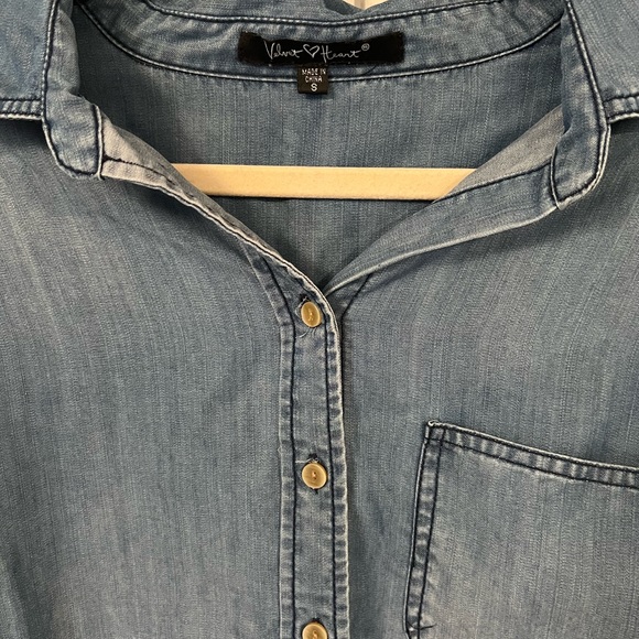 Velvet Heart Tencel Button 3/4 Cuff Sleeve Chambray Denim Small - Picture 4 of 4